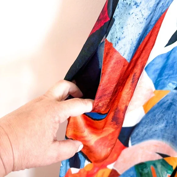 Nicole Miller Womens Artsy Maxi Dress Size L Colorful Resortwear Wedding Guest - Picture 7 of 9